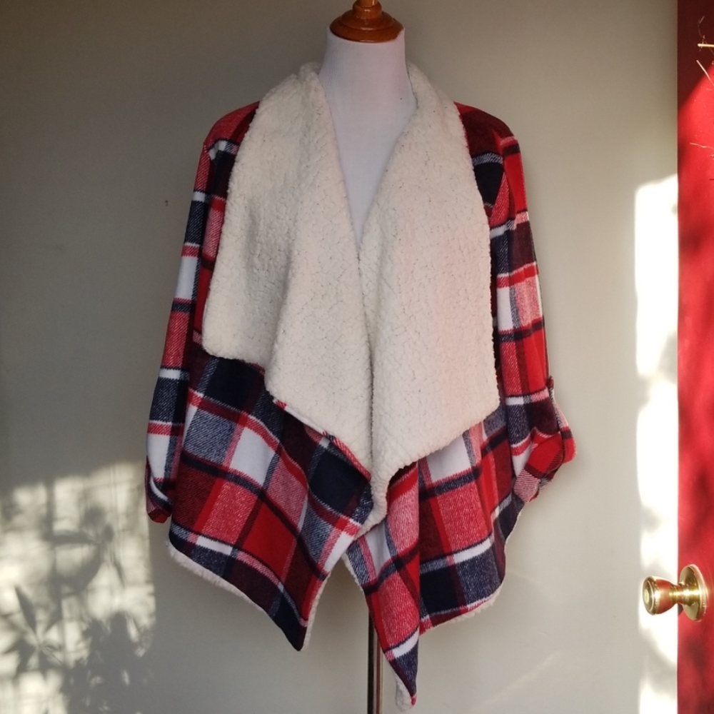She + Sky Small sherpa lined Plaid Jacket